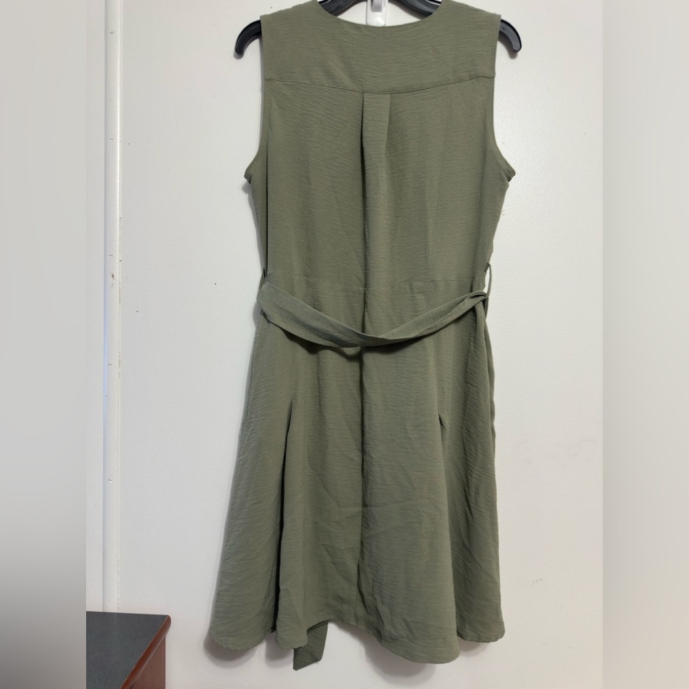 DKNY Olive Green Sleeveless Midi Dress - Picture 2 of 4